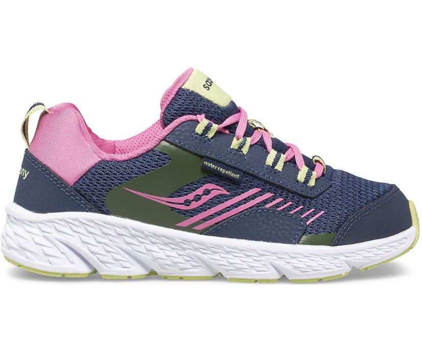 Kids' Saucony Wind Shield Sneakers Navy / Green / Pink | Singapore 774ZUTG